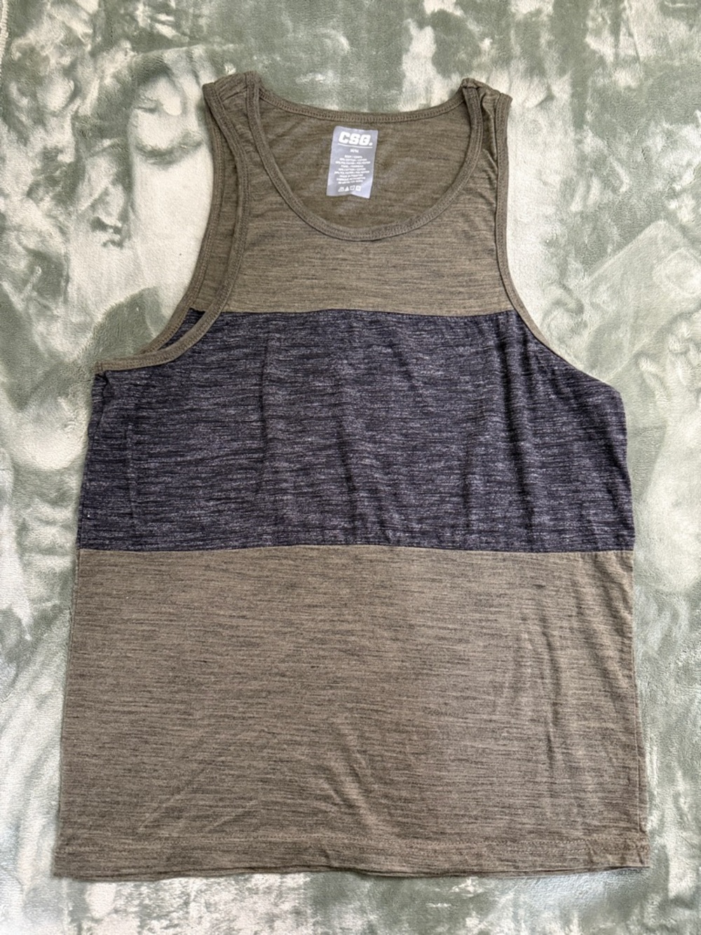 CSG Men's Olive and Charcoal Blocked Tank Top